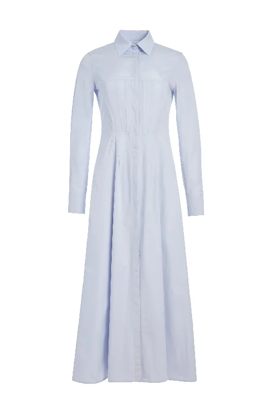 Eugene Maxi Shirtdress in Light Blue Sea Island Cotton Poplin