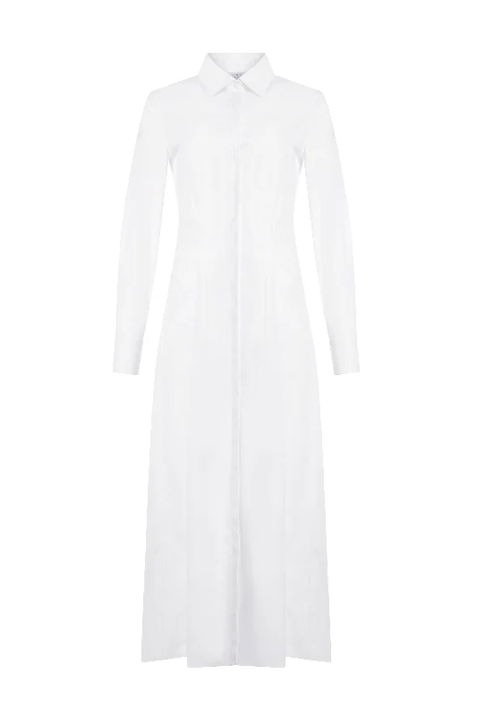 Eugene Maxi Shirtdress in White Sea Island Cotton Poplin