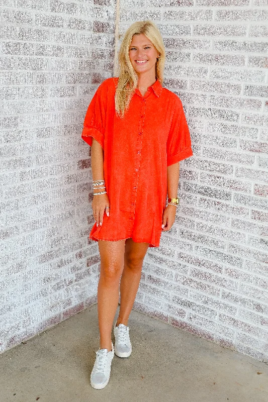 Go Fight Win Oversized Button Down Pencil Shirt Dress