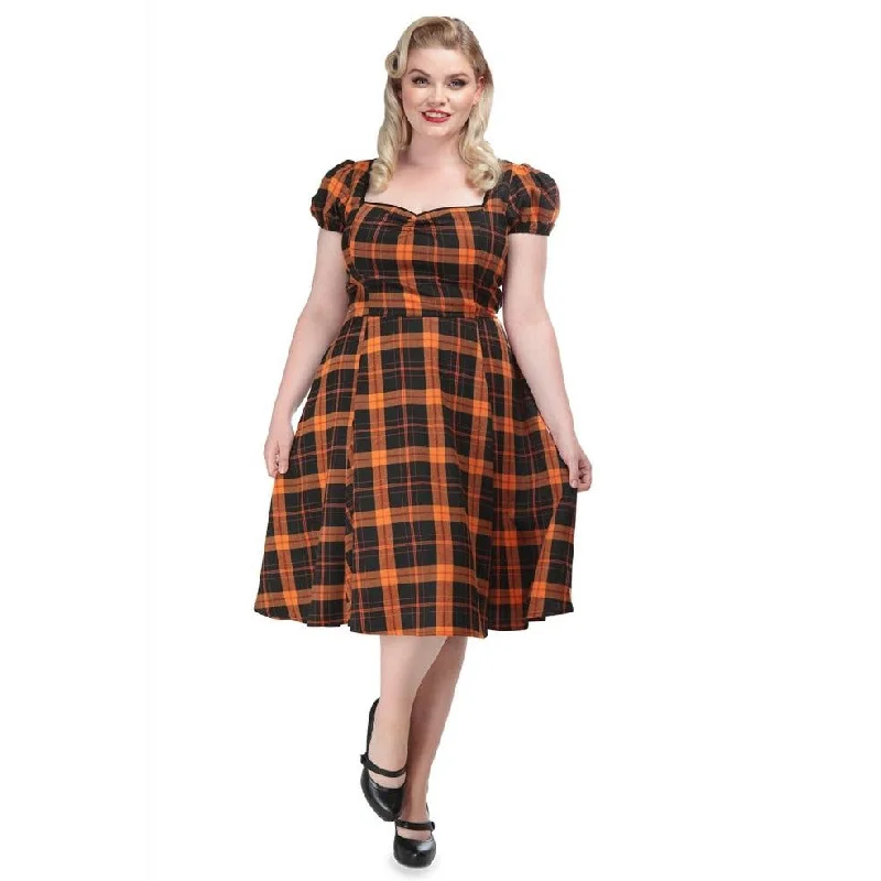 Pumpkin Check Mimi Doll Dress