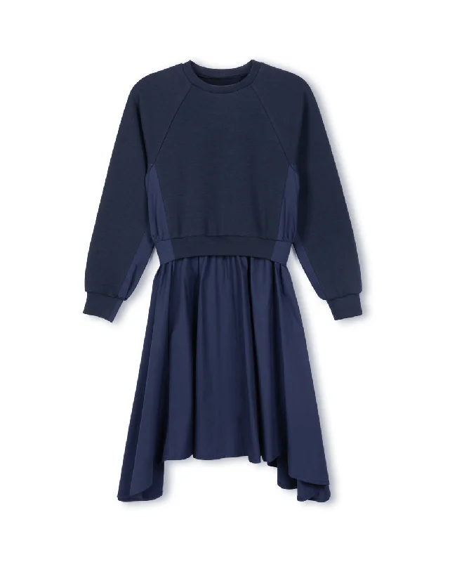 Scuba Sweatshirt And Poplin Dress