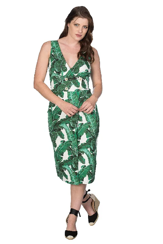 Tropical Leaves Pencil Dress "Final Sale"