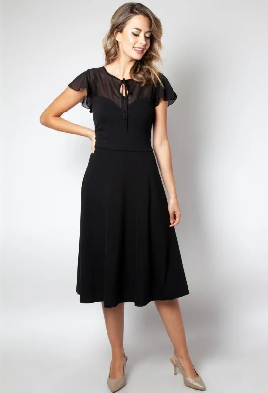 Victoria Black Flutter Sleeve Dress "Final Sale"