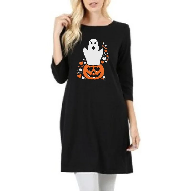 We Boo-Long Together Tunic  Dress with 3/4 Sleeves