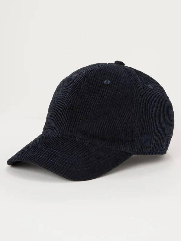 The Corduroy Dad Cap in Deep Blue