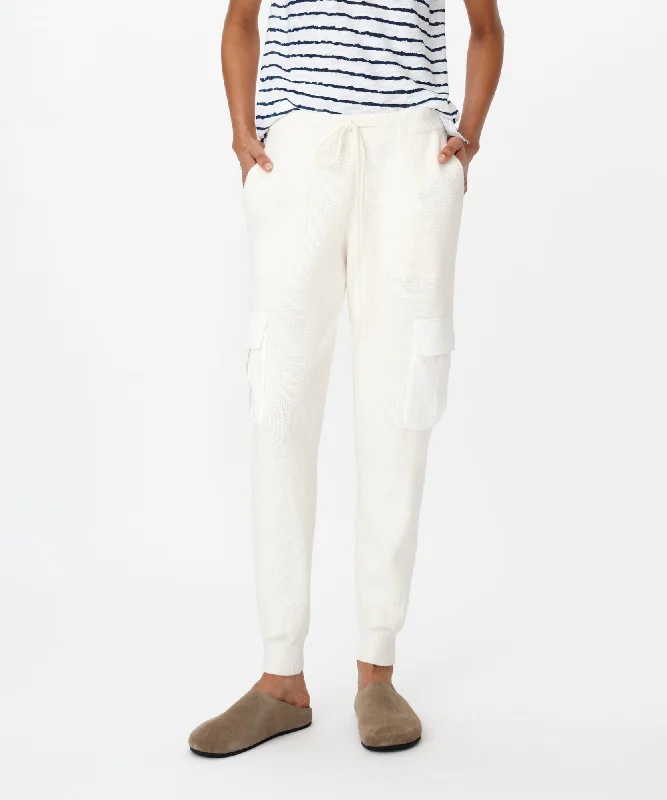 Cotton Cashmere Mixed Media Cargo Pant - Chalk