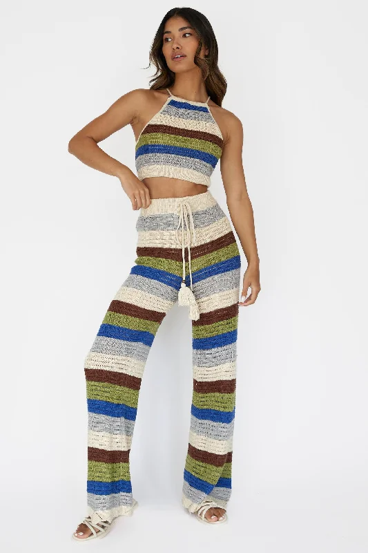 Dream Believer Crochet Pants Stripe Blue Multi