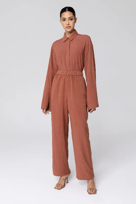 Gemma Linen Wide Leg Pants - Baked Clay