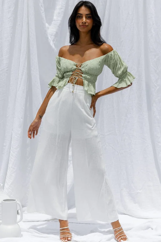 La Romana High Waisted Wide Leg Pants White