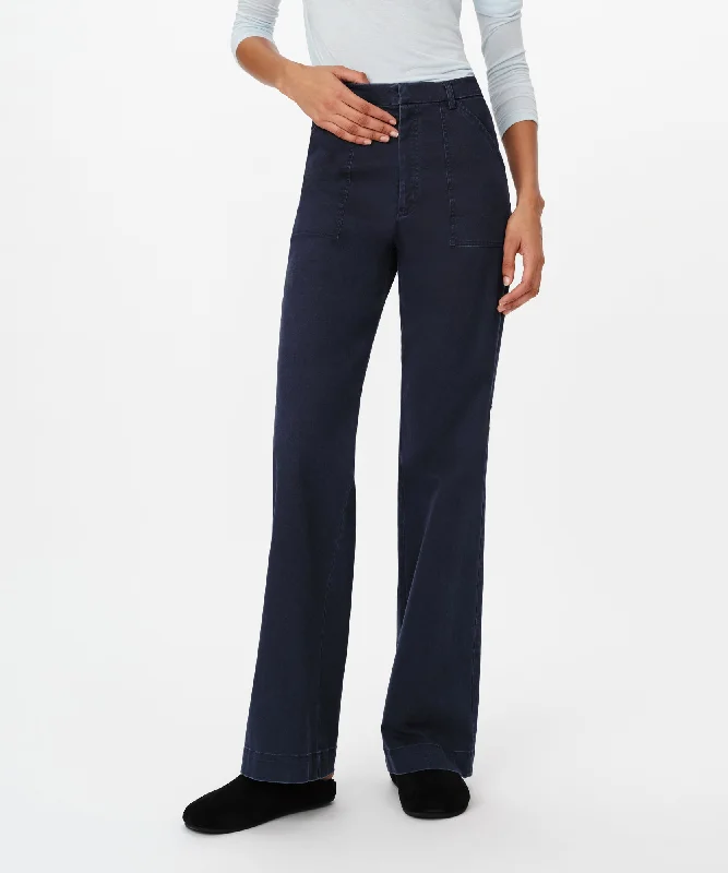 Cotton Twill Flare Leg Pant - Midnight