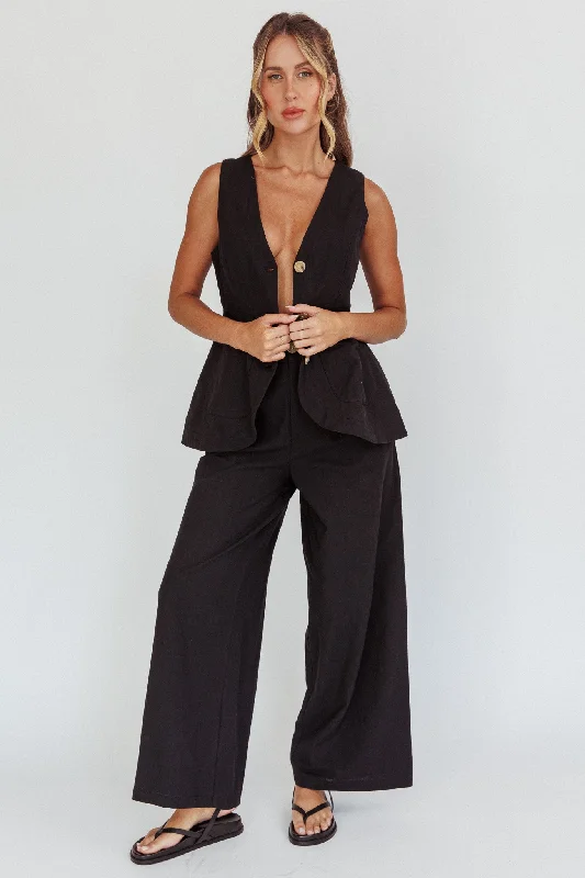 Philomena Wide-Leg Pants Black