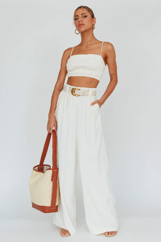 Regal Wide-Leg Mid Rise Pants Cream