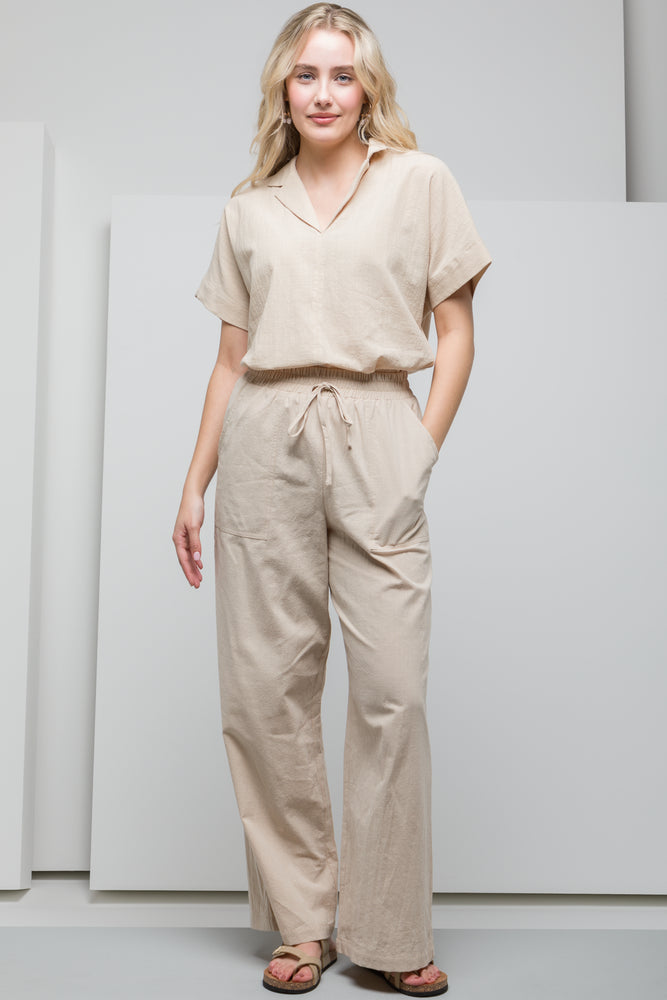 Relaxed Pull On Pants Natural