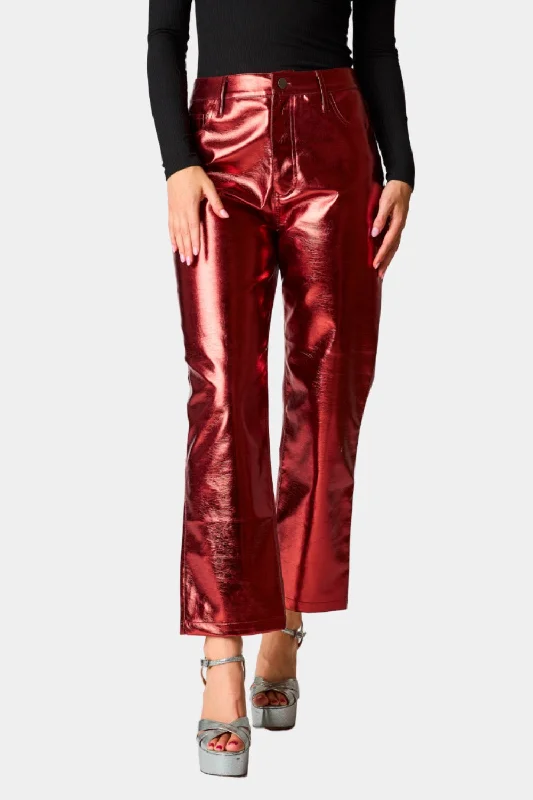 Travolta High-Rise Metallic Pants - Bronze