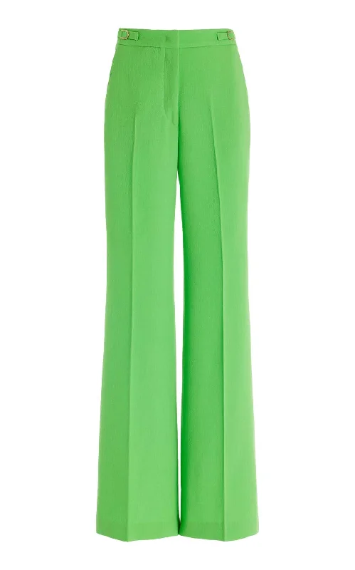 Vesta Pant in Fluorescent Green Virgin Wool Crepe