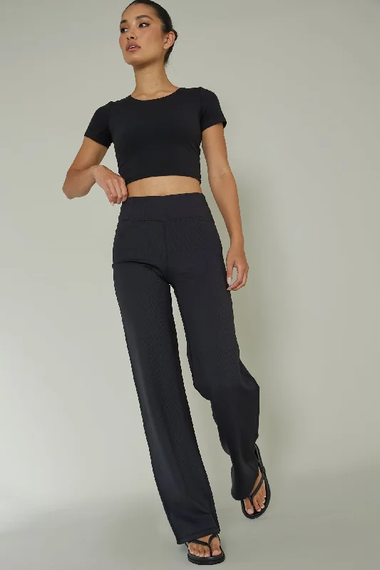 Your Power Ribbed Wide Leg Pants Black