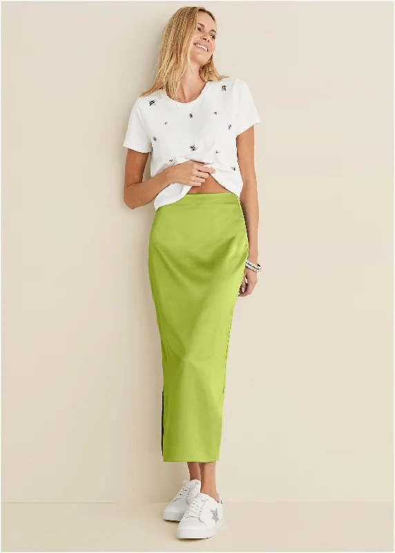 Midi Slip Skirt - Lime