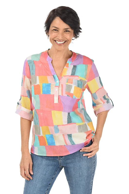 Pastel Blocks High-Low Blouse