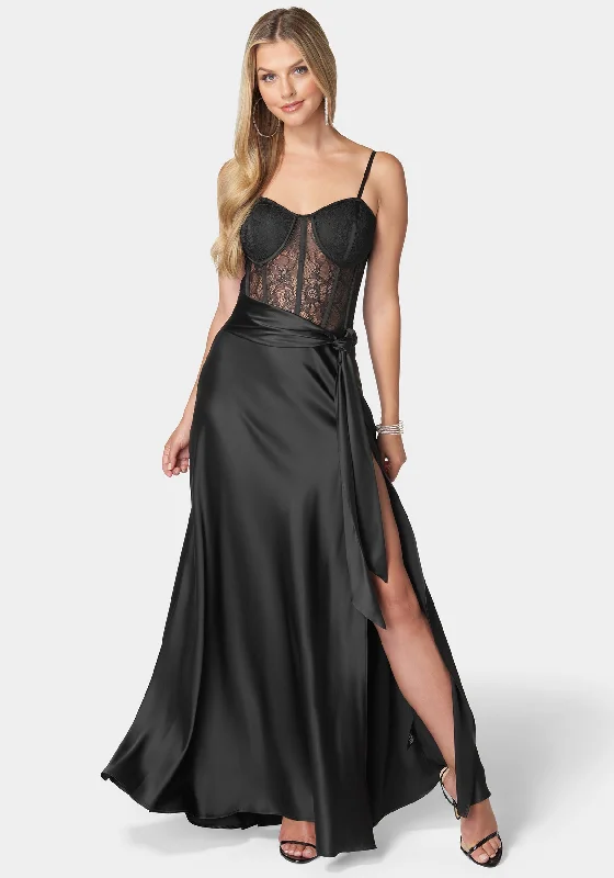 Lace And Satin Bustier Gown