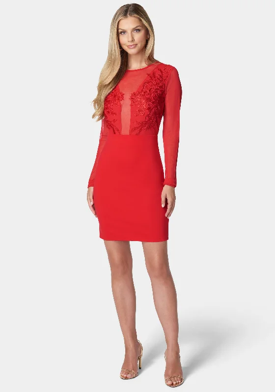 Mesh And Lace Illusion Dress