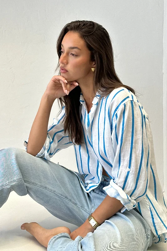 Miami Stripe Boyfriend Linen Shirt