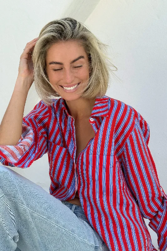 Montego Stripe Boyfriend Linen Shirt