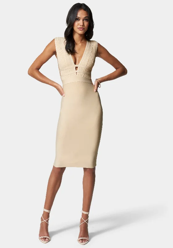 Plunge Neck Bandage Dress