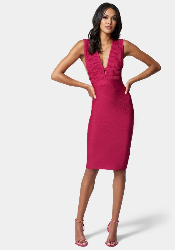 Plunge Neck Bandage Dress