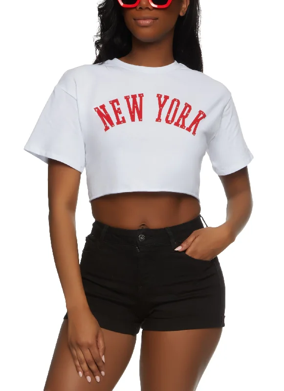 New York Rhinestone Crop Top