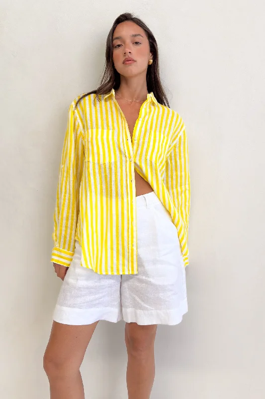 Sun Stripe Boyfriend Linen Shirt