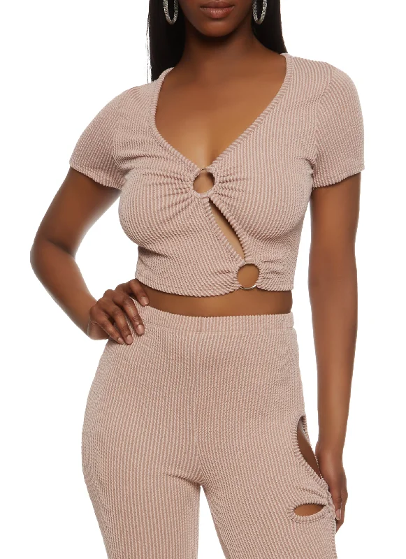 Ribbed O Ring Cut Out Crop Top