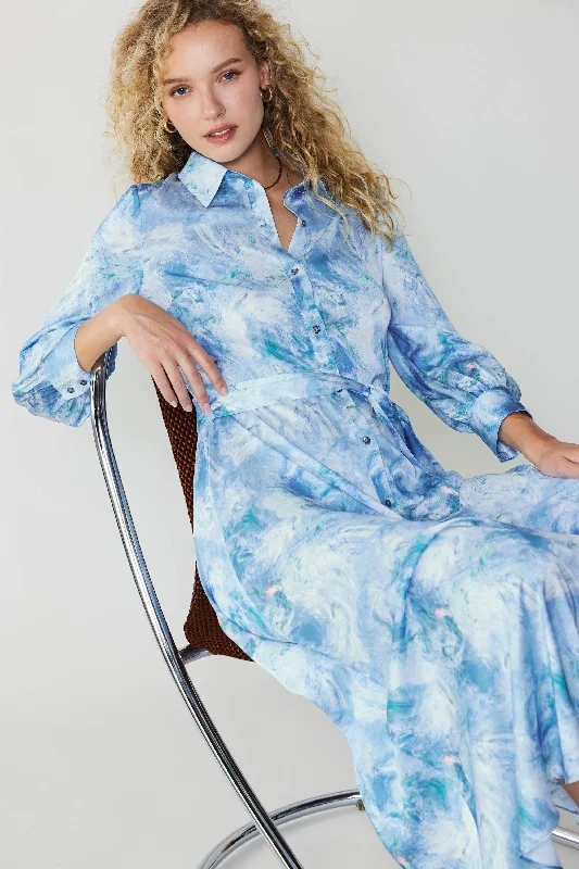 Marbled Motif Buttondown Dress