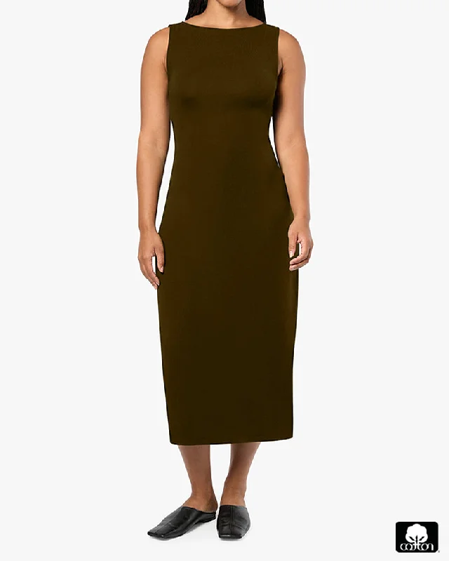 Boat Neck Midi Dress