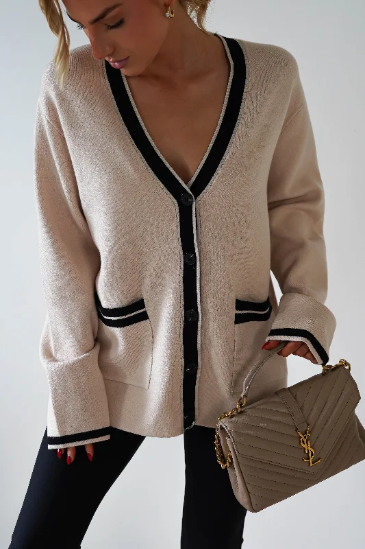 Calvin 2 Tone Over Sized Cardigan | Cream/Black