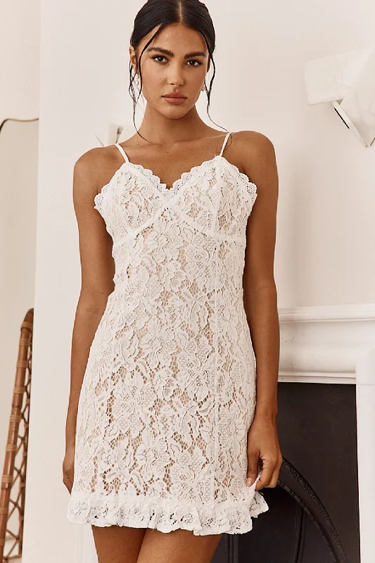 Daria Lace Overlay Mini Dress White