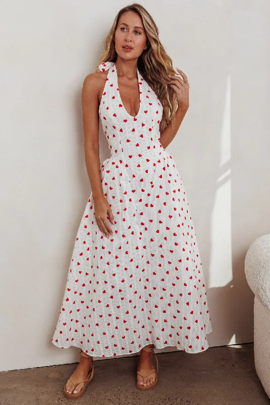 El Corazon Halterneck Dress Heart Print