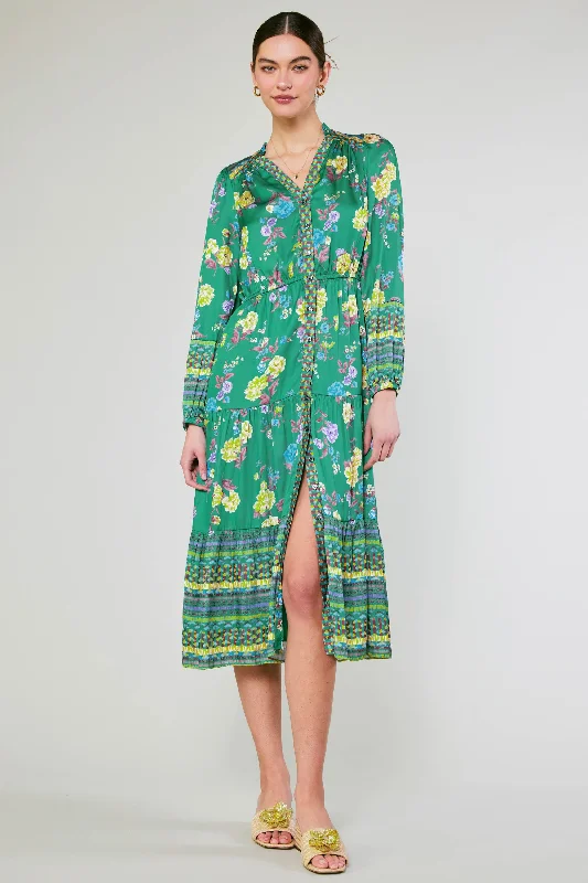 Floral Motif Buttondown Dress