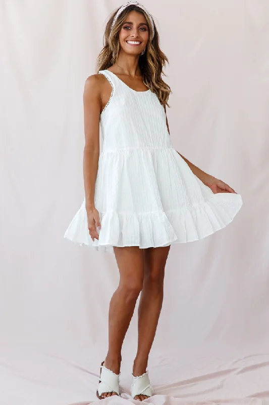 Heather Round Neck Swing Dress White