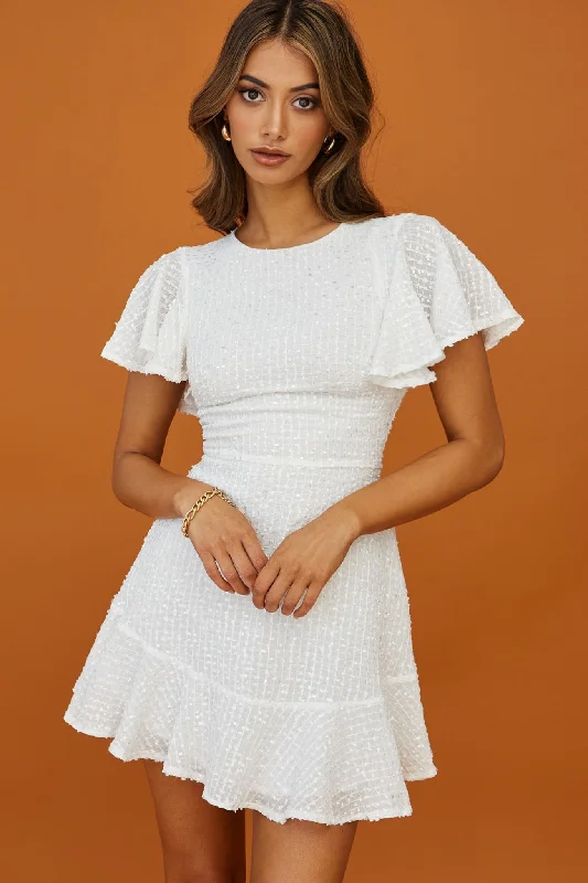 Isabelle Angel Sleeve Empire Dress White