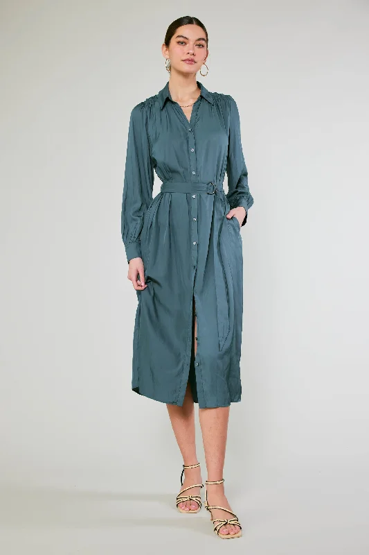 Belted Buttondown Shirt Dress