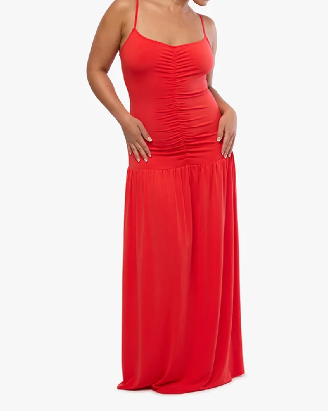 Ruched Front Scoop Maxi Dress