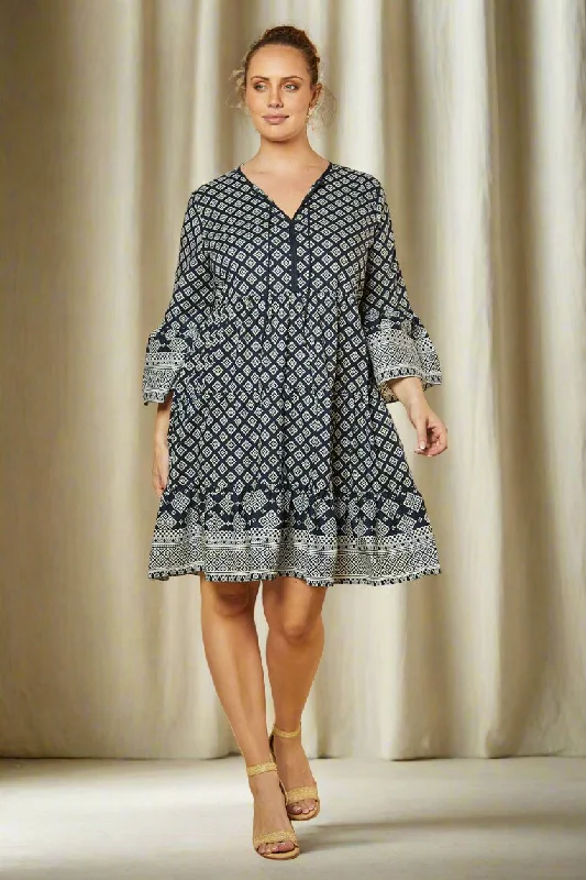 Scout Tiered Dress in Navy Iris