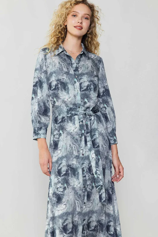 Marbled Motif Buttondown Dress