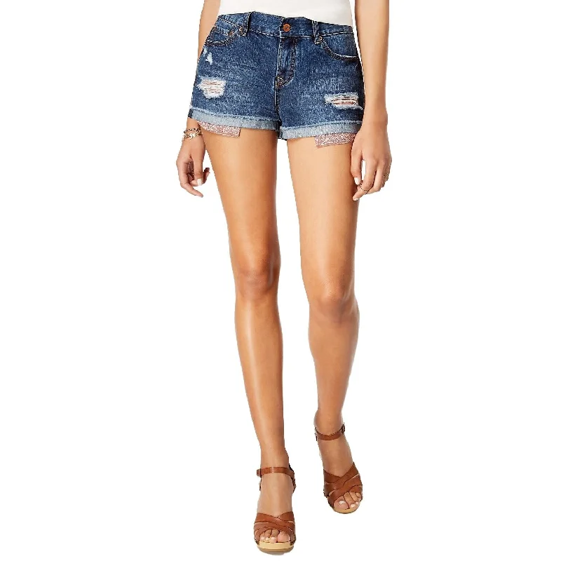 American Rag Juniors Ripped Cuffed Denim Short Andi Size 0 - Blue