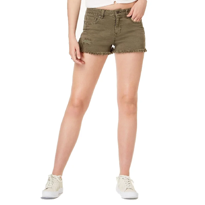 American Rag Juniors Ripped Cutoff Denim Short Olive Size 9 - Green