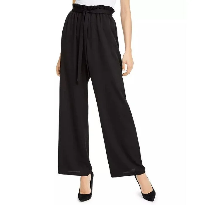 BCX Juniors' Wide-Leg Paperbag Pants Black Size Large