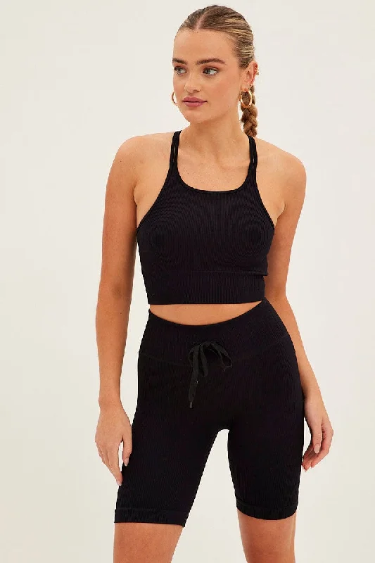 Black Biker Shorts Activewear High Rise Seamless