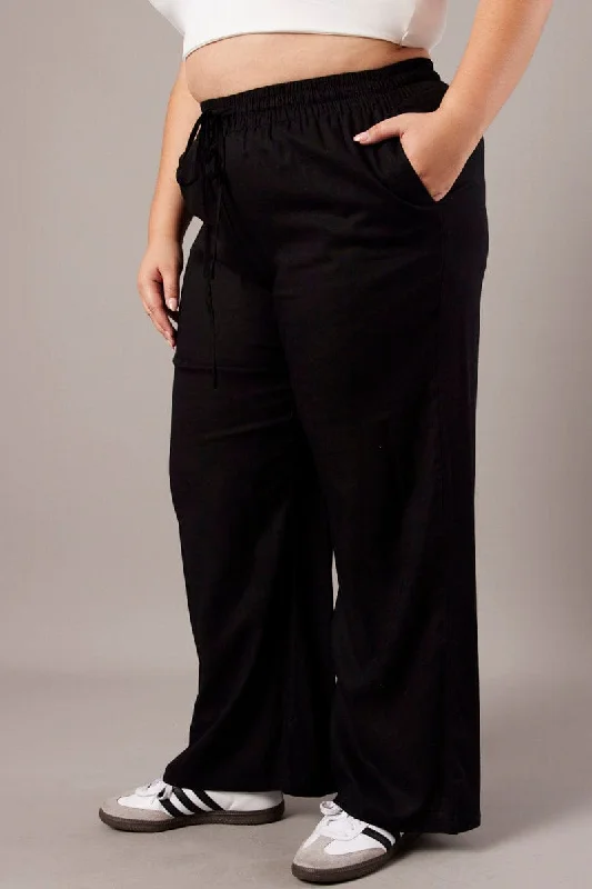 Black Wide Leg Pants High Rise