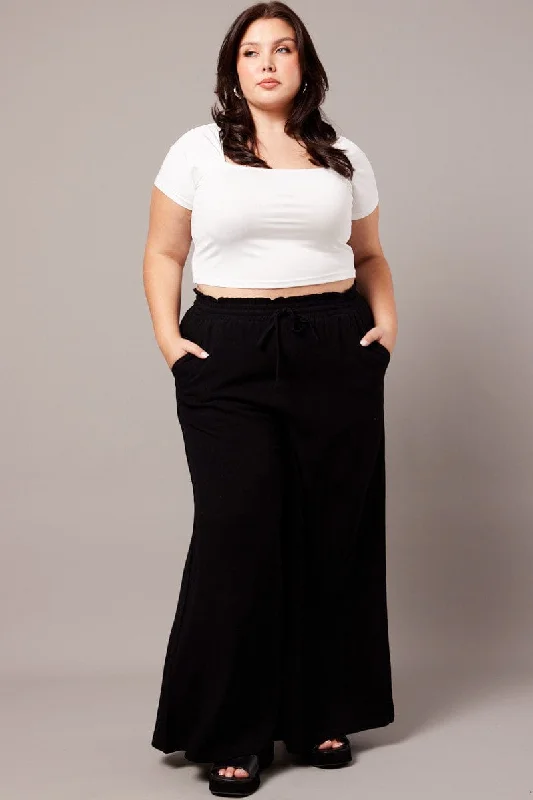 Black Wide Leg Pants High Rise