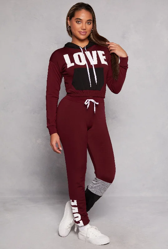 Love Fleece Color Block Leg Sweatpants